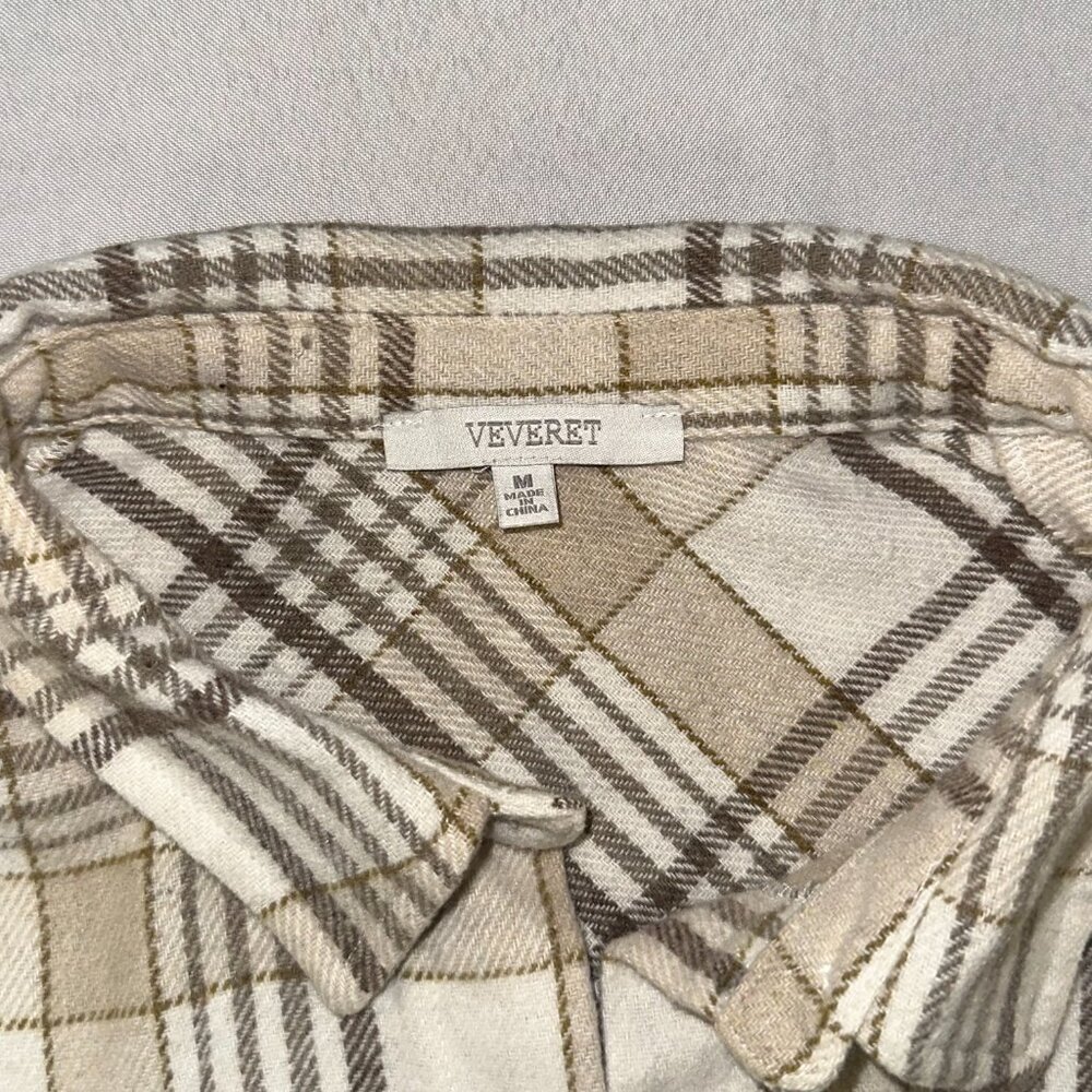 Veveret Plaid Fleece Shacket Size Medium Light Colors - Picture 5 of 7
